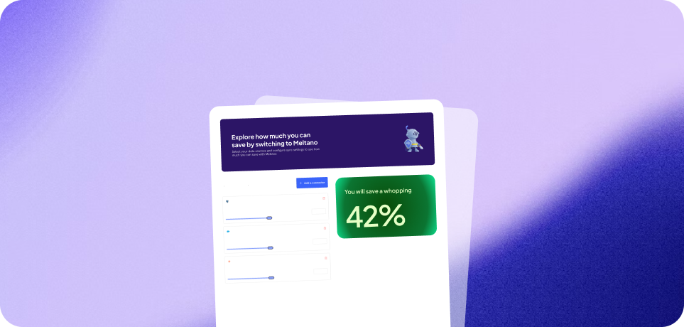 Meltano savings calculator showing 42% savings